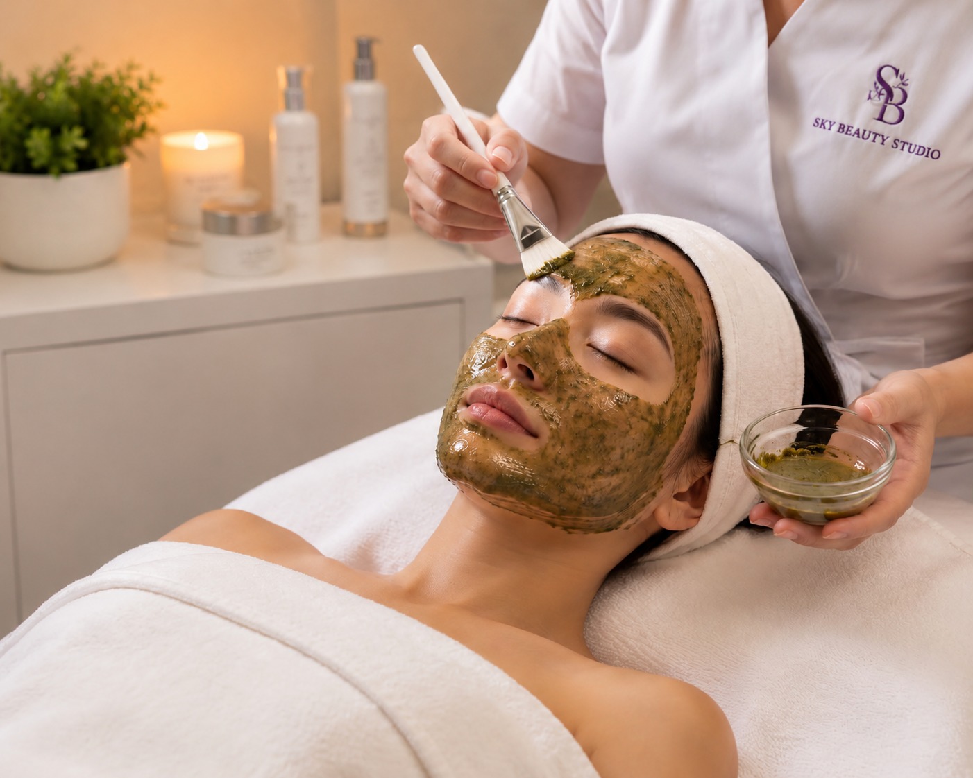 Professional facial treatment at Sky Beauty Studio in Ontario, California